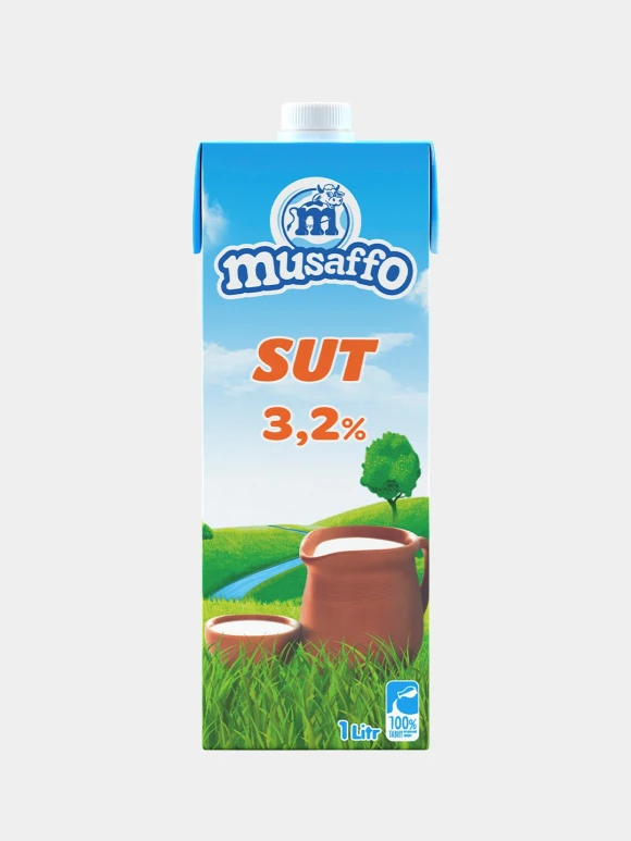 MUSAFFO - молоко 3,2% 1л (12шт в кор.) (Узбекистан)