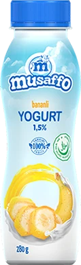 MUSAFFO-Pit. banana-flavoredog gurt, 280g (blok boshiga 15pcs) (O'zbekiston)