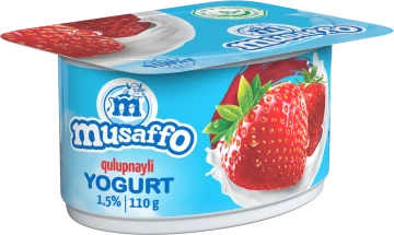 MUSAFFO - yogurt with strawberry slices, 110g (16 pcs per box) (Uzbekistan)