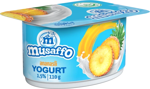 MUSAFFO - йогурт с кусочками ананаса, 110гр (16шт в кор.) (Узбекистан)