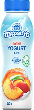 MUSAFFO-Pit. shaftoli bo'laklari bilan yogurt, 280 g (har bir blok uchun 15 dona) (O'zbekiston)