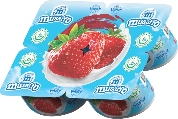MUSAFFO - yogurt with strawberry slices, 110g (16 pcs per box) (Uzbekistan)