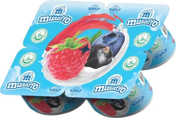 MUSAFFO-yovvoyi rezavorlar bo'laklari bilan yogurt, 110g (qutida 16 dona) (O'zbekiston)