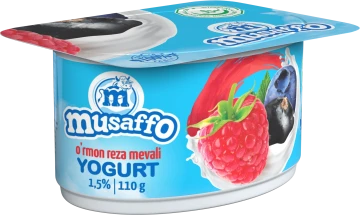 MUSAFFO-yovvoyi rezavorlar bo'laklari bilan yogurt, 110g (qutida 16 dona) (O'zbekiston)