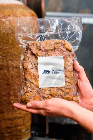 Ready-made fried meat in a vacuum package (Beef