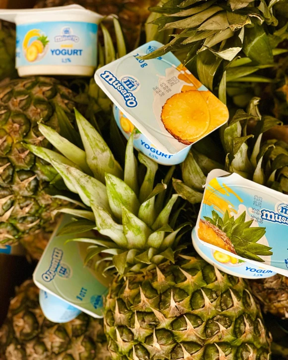 MUSAFFO - йогурт с кусочками ананаса, 110гр (16шт в кор.) (Узбекистан)