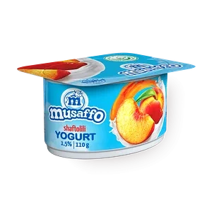 Йогурт с кусочками персика Мусаффо, 110 г (16 штук в упаковке) (Узбекистан)