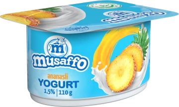 Musaffo-ananas bo'laklari bilan yogurt, 110g (qutiga 16 dona) (O'zbekiston)