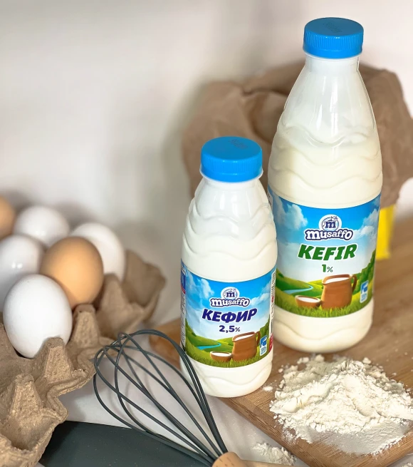 MUSAFFO - kefir 2,5% 450\900 gr (12\8 pieces per unit) (Uzbekistan)