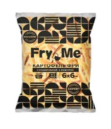 Fry Me Premium (6x6 mm) nonli va qobig'i bilan kartoshka kartoshkasi.