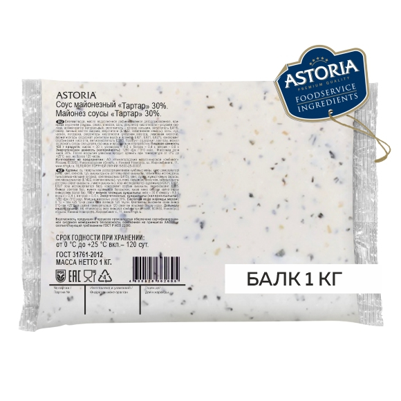 Майонезный соус Астория Хорека тартар балк 1кг 30%