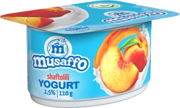 Musaffo-shaftoli  bo'laklari bilan yogurt, 110g (qutiga 16 dona) (O'zbekiston)
